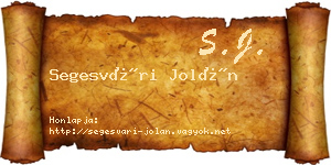 Segesvári Jolán névjegykártya