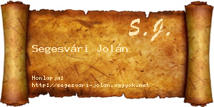 Segesvári Jolán névjegykártya
