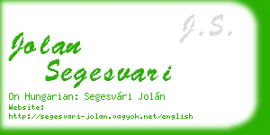 jolan segesvari business card