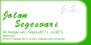 jolan segesvari business card